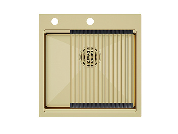 Кухонная мойка Paulmark PM705151-BG+R405-BG 50х50 цвет золото поверхность брашированная